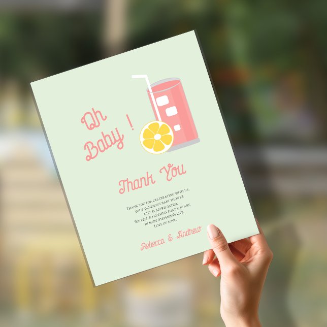 Festa de Chá de fraldas Moderna de Limonada Rosa (Criador carregado)