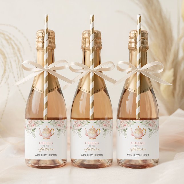 Festa de Chá de Panela da Noiva (Tea Party Bridal Shower Sparkling Wine Label)