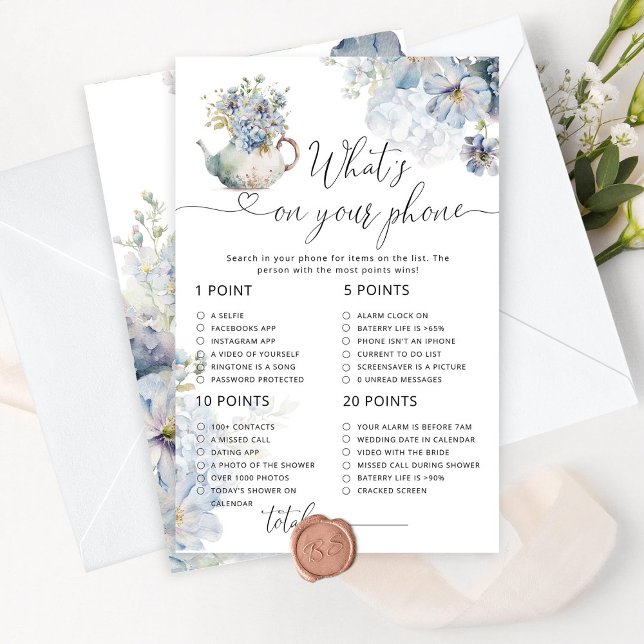 Festa de chá floral azul que está no seu jogo tele (Criador carregado)