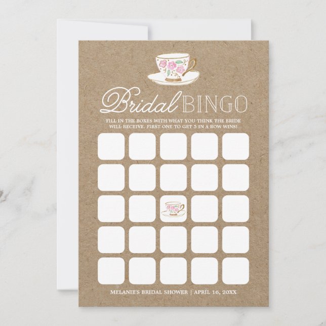 Festa de Chá Rústica Moderna Bingo | Chá de Noiva (Frente)