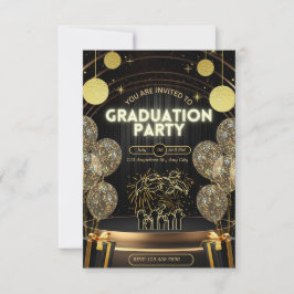 Festa de Convite para Graduação de Luxo Preto e Do