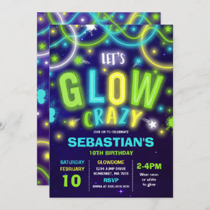 Festa de dança Neon Glow - Convite de Aniversário