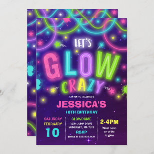 Festa de dança Neon Glow - Convite de Aniversário