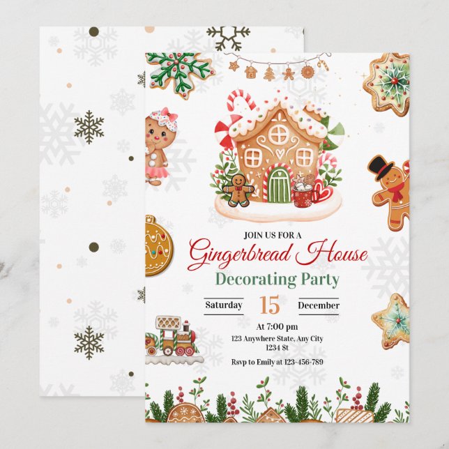 Festa de Decoração de Casa de Gingerbread Natal  (Frente/Verso)