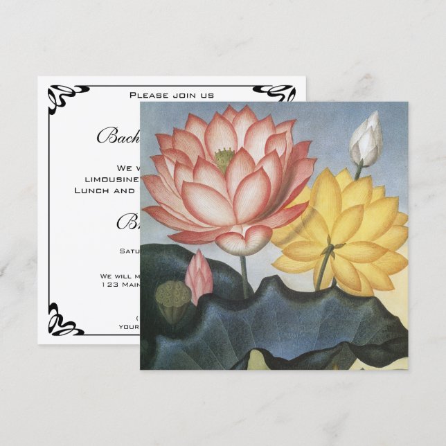 Festa de Despedida de Solteira com Flores de Lótus (Frente/Verso)