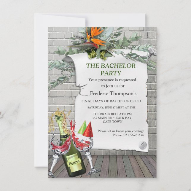 Festa de Despedida de Solteiro com Flor de Strelit (Frente)