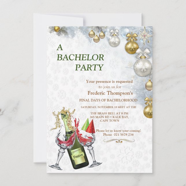 Festa de Despedida de Solteiro de Natal Branco (Frente)