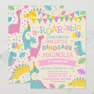 Festa de Dinossauro de Convite de Aniversário de R