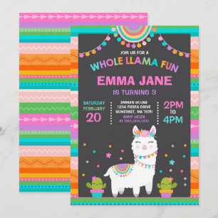Festa de Diversão do Llama Birthday com Convite 