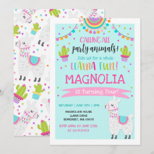 Festa de Diversão do Llama Birthday com Convite 