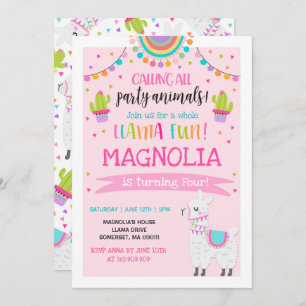 Festa de Diversão do Llama Birthday com Convite à