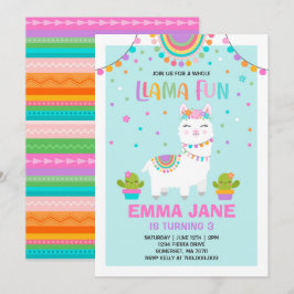 Festa de Diversão do Llama Birthday com Convite à