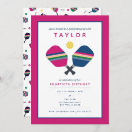 Festa de Esportes em Pickleball Convite Verde Rosa