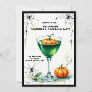 Festa de fantasia de coquetel de Halloween na teia