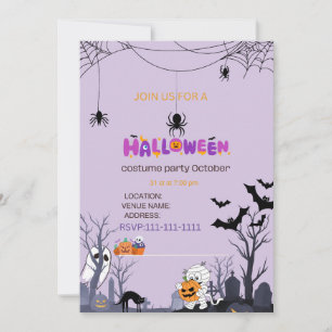Festa de fantasia de Halloween de convite para cri
