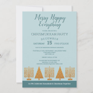 Festa de Feriado Azul Chrismukkah, feliz Dourada