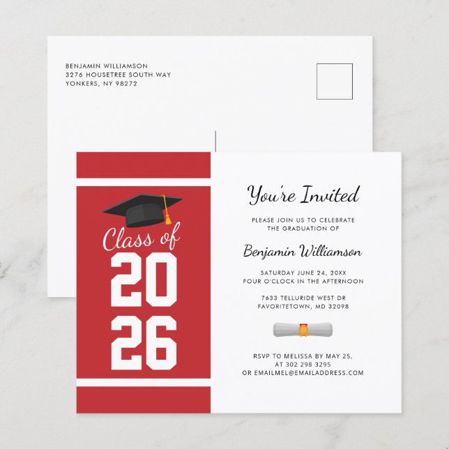 Festa de Formatura 2026 Convite Simples Moderno (Frente/Verso)