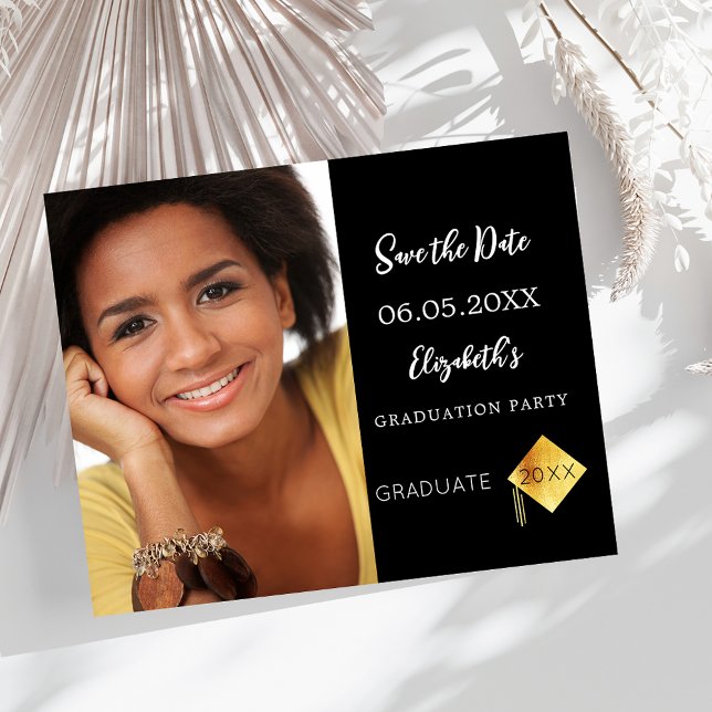 Festa de formatura branca preta Guardar o cartão D (Criador carregado)