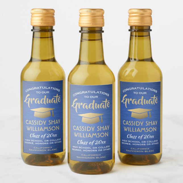 Festa de formatura com escova azul Dourada e branc (Garrafas)