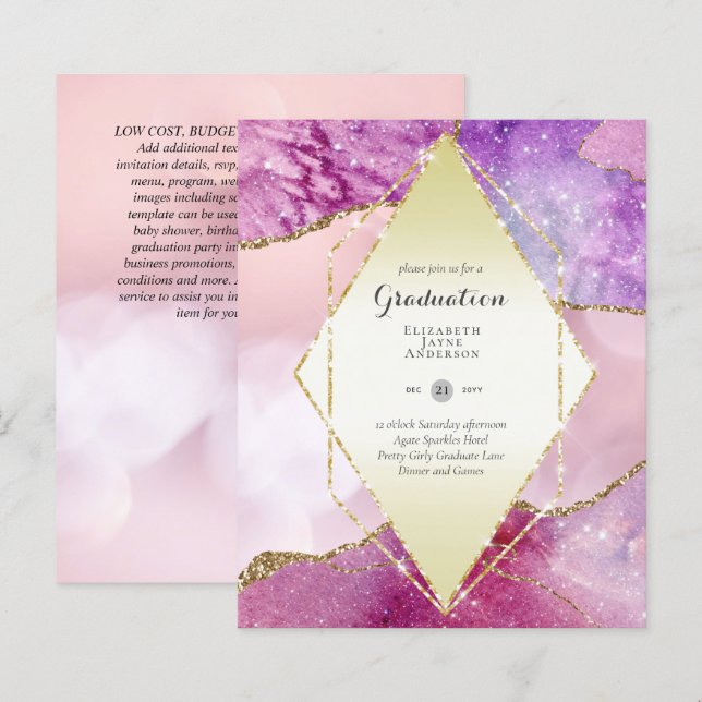 FESTA DE FORMATURA de Agate BUDGET Convida Glitter (Frente/Verso)