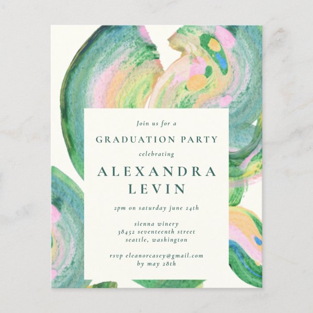 Festa de formatura de espiral verde Abstrato do or (Frente)