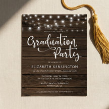 Festa de formatura de madeira com luzes de corda r