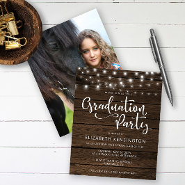 Festa de formatura de madeira com luzes de corda r