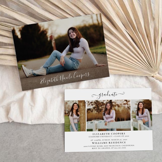 Festa de formatura mínima com convite fotográfico (Criador carregado)