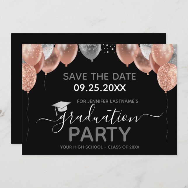 Festa de formatura Salvar o Convite de Data (Frente/Verso)