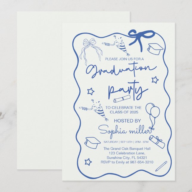 Festa de Graduação Convite Retro Turma de 2025, Ca (Frente/Verso)