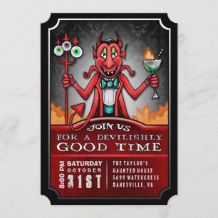 Festa de Halloween Convite Devilly Time Divertido