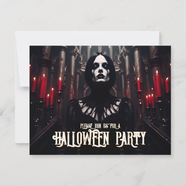 Festa de Halloween – Convite Sombrio Gótico (Frente)