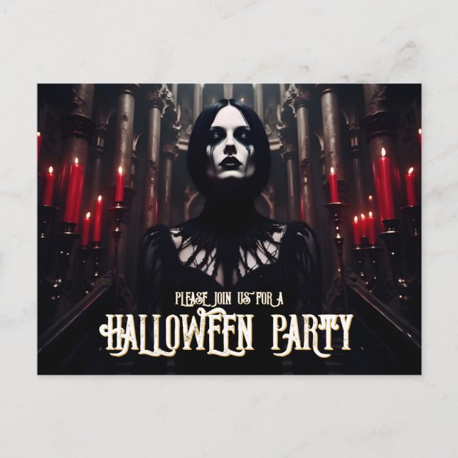 Festa de Halloween – Convite Sombrio Gótico (Frente)