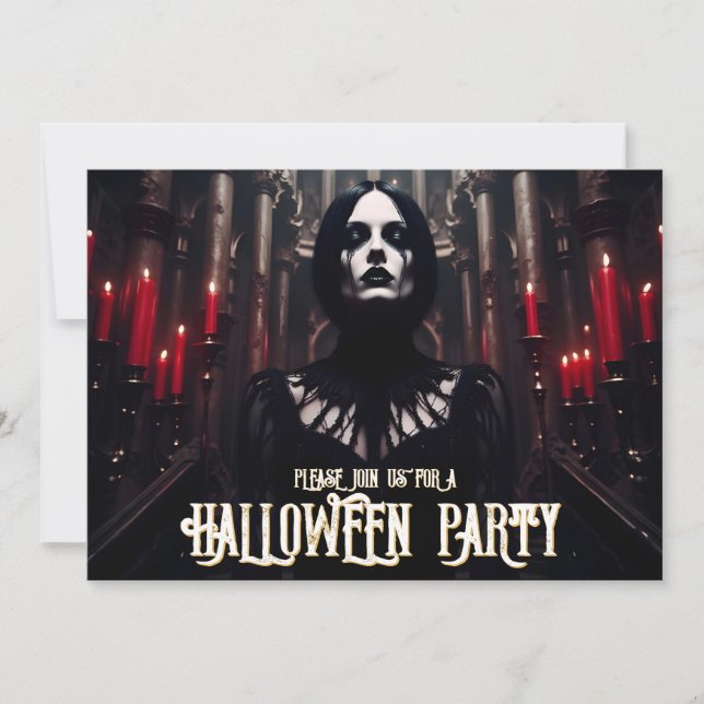 Festa de Halloween – Convite Sombrio Gótico (Frente)