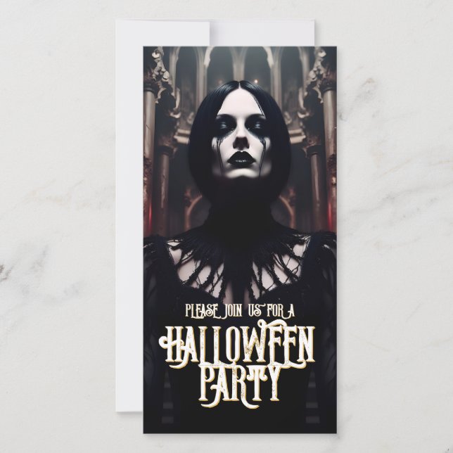 Festa de Halloween – Convite Sombrio Gótico (Frente)