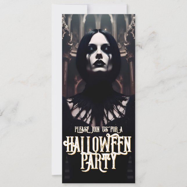 Festa de Halloween – Convite Sombrio Gótico (Frente)