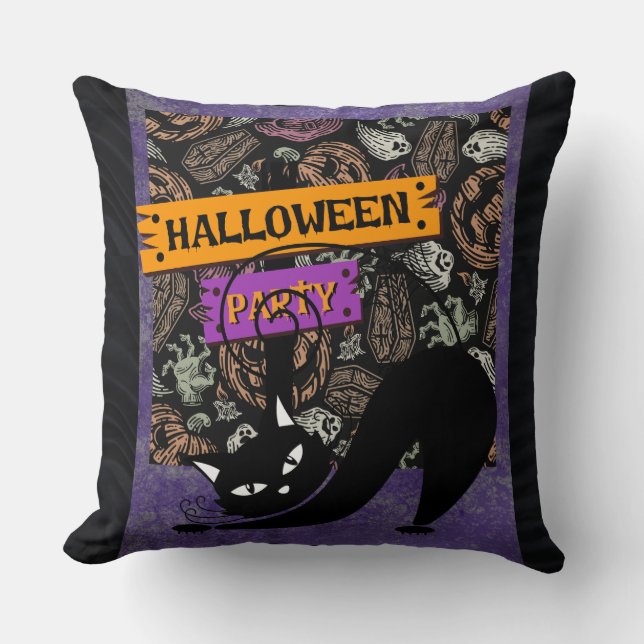 Festa de Halloween e Gato Preto, Almofada de Arrem (Frente)