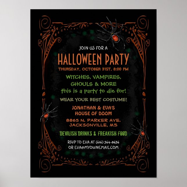 Festa de Halloween Poster 12 x 16 (Frente)