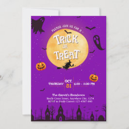 Festa de Halloween Roxo de Convite ou Tratar