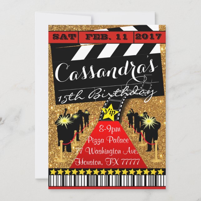 Festa de Hollywood, Convite de Aniversário de Holl (Frente)