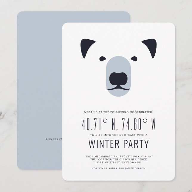 Festa de Inverno | Convite para Coordenadas Polare (Frente/Verso)