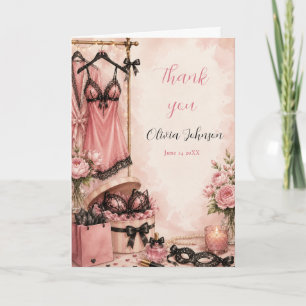 Festa de Lingerie Rosa Agradecimento Chá de Noiva