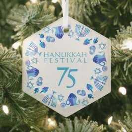 Festa de Luzes Hanukkah Aniversário 75 Azul