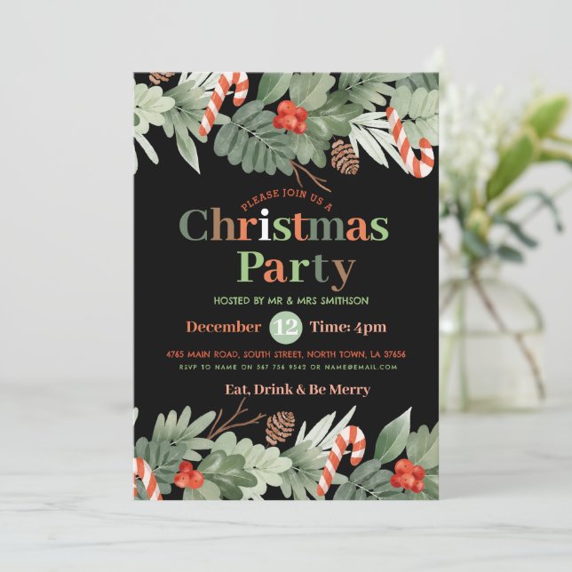 Festa de Natal Convite Festivo (Em pé/Frente)