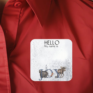 Festa de Natal Crachá Nome de etiqueta Joy Snow