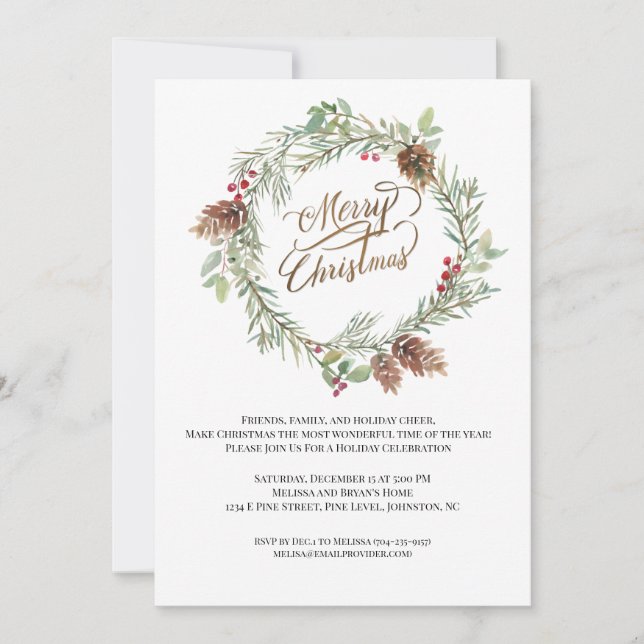 Festa de Natal do Winter Pine Cones Red Berry (Frente)