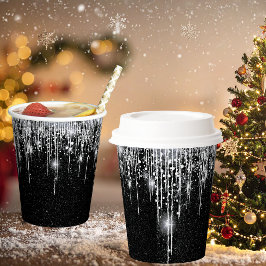 Festa de Natal e Ano Novo preta e prateada brilhan