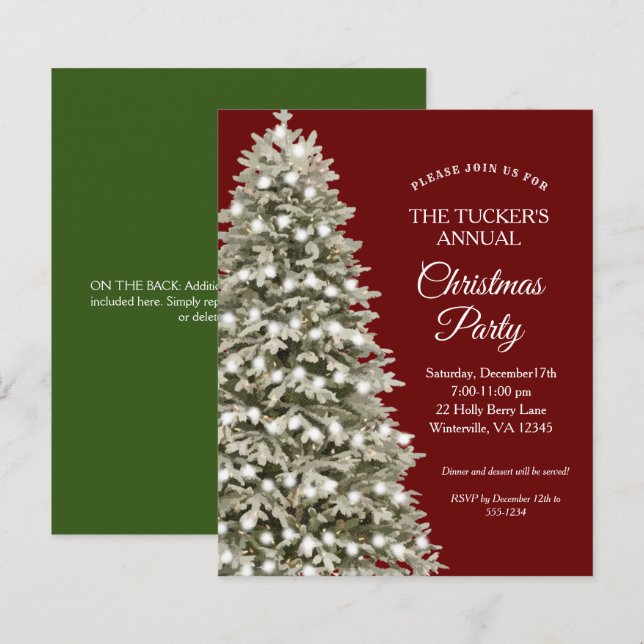 Festa de Natal Elegante, Árvore Vermelha, Festa de (Frente/Verso)