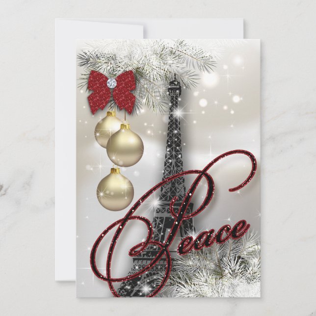 Festa de Natal Paris Cartão Eiffel Torre Estrelas  (Frente)
