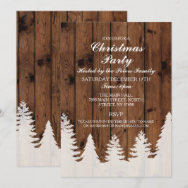 Festa de Natal Rustic Winter Wood Tres Convite